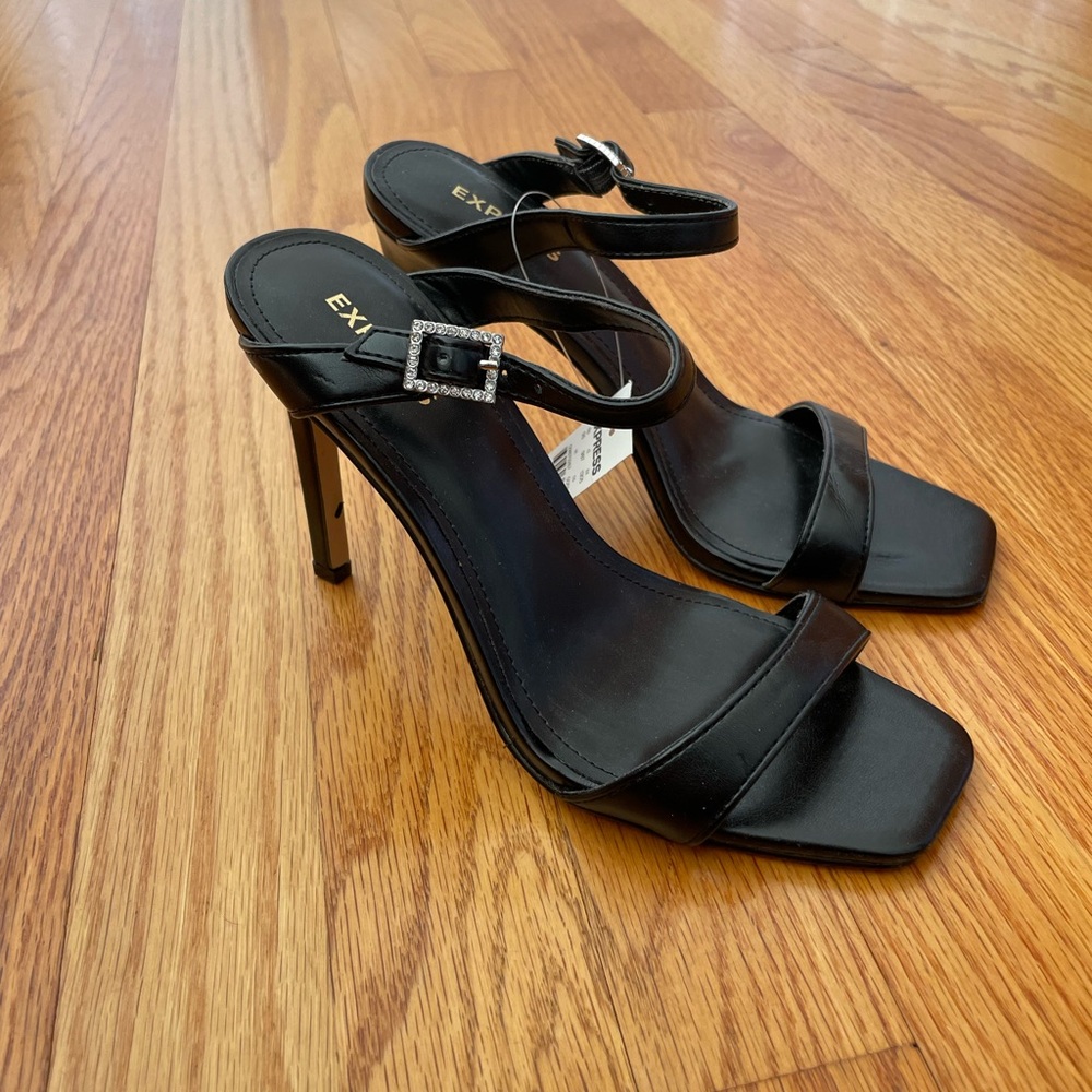 Express Black Heeled Sandals